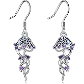 YFN Jellyfish Earrings 925 Sterling Silver Jellyfish Dangle Drop Earrings Ocean Jewelry Gifts for Women