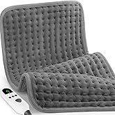 Heating Pad for Back Pain & Period Cramps Relief, 9 Heat Settings Electric Heating Pad for Neck & Shoulder, Auto Shut Off, Soft Machine Wash Fabric, Christmas Gifts for Mom, Women, 12''x24'', Gray