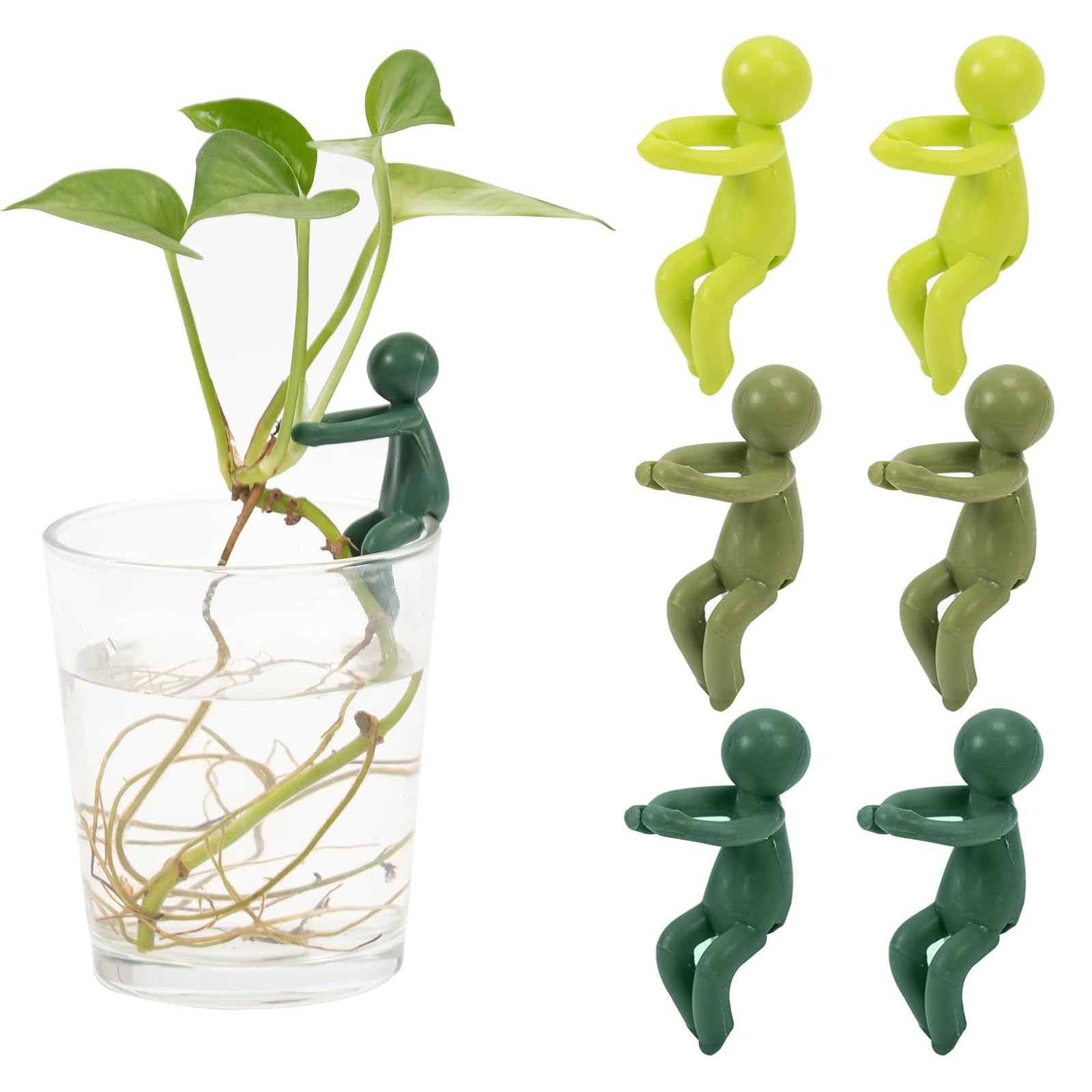 Vinuwu Funny Plant Supports for Indoor Plants, Plant Support for Plant Propagation Station, Propagated Plant Holders, for Plant Lovers, Plant Accessories Indoor (6, 3 Colors Little Buddy)