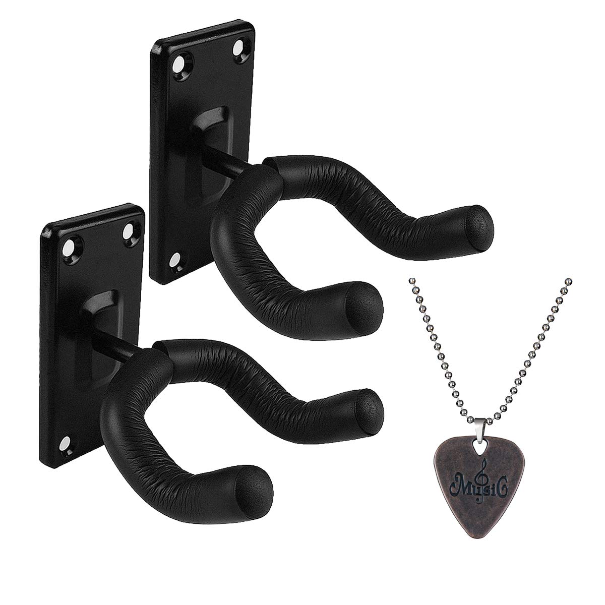 Guitar Wall Mount Hanger, Guitar Hook Stand,Guitar Display Hanger Accessories and Guitar Pick Necklacefor Acoustic Electric Bass Ukulele Guitar Holder