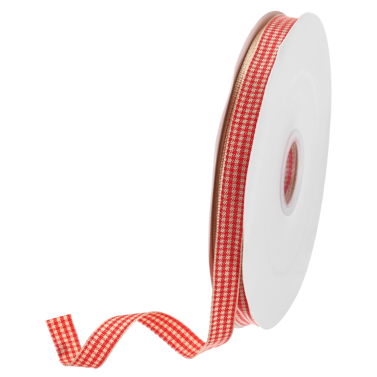 DMiotech 3/8 Inch 50 Yards Gingham Ribbon, Checkered Ribbon Plaid Ribbon for Gift Wrapping Decoration Art Craft DIY, Tomato Red — image 1