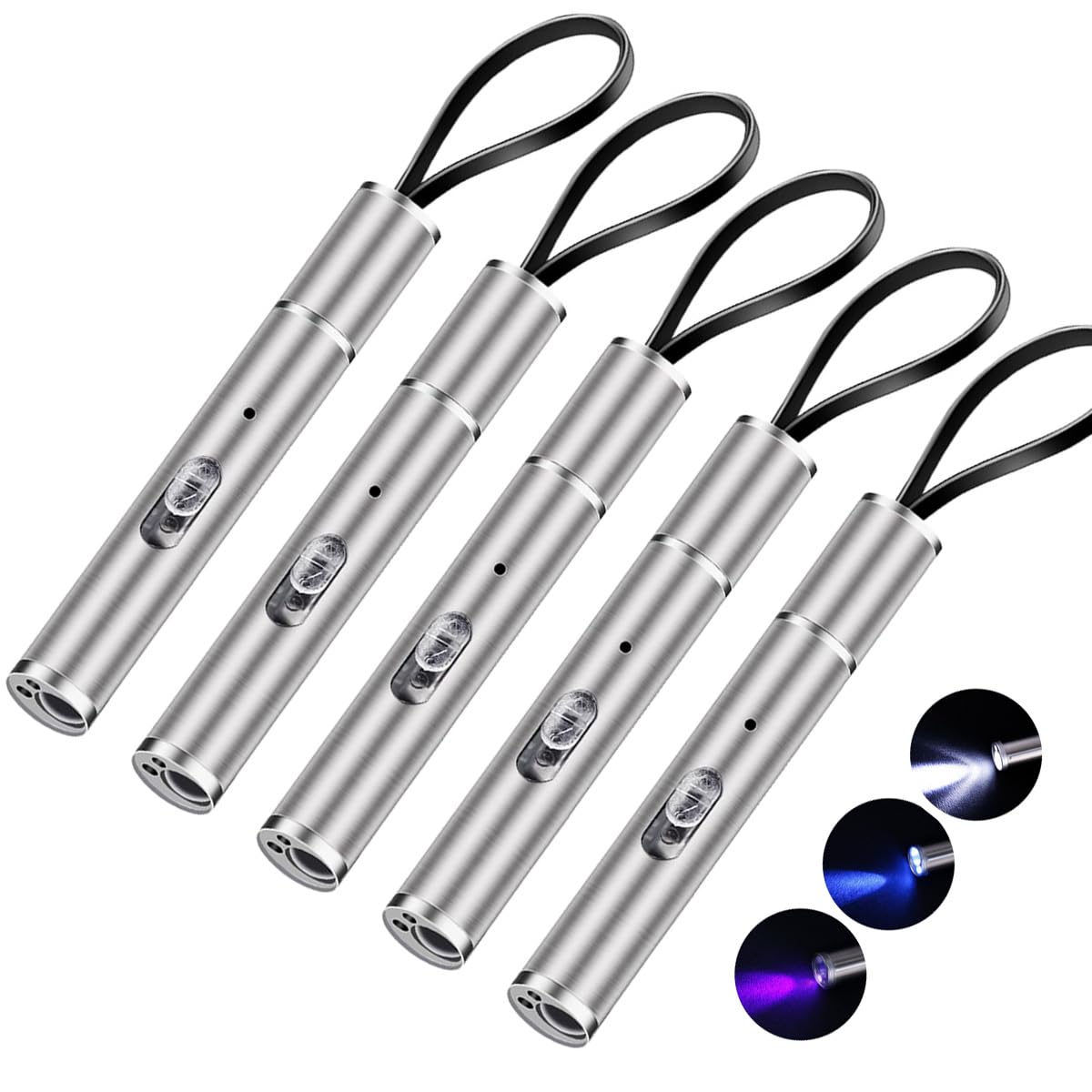 WholeFire 5PCS Rechargeable Pen Light, Ultra-Compact EDC Flashlight, 500 Lumen with 3 Modes, Mini Pen Torch Ligh Inspection Flashlight for Camping Outdoor Work Repair