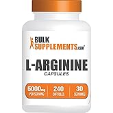 BulkSupplements.com L-Arginine 5000mg Capsules - Arginine Supplement, Nitric Oxide Supplement, L-Arginine Capsules - Gluten Free, 8 Capsules per Serving, 240 Capsules (Pack of 1)