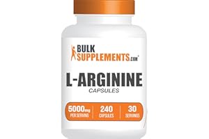 BulkSupplements.com L-Arginine 5000mg Capsules - Arginine Supplement, Nitric Oxide Supplement, L-Arginine Capsules - Gluten Free, 8 Capsules per Serving, 240 Capsules (Pack of 1)