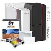 Evolis Primacy 2 Dual Sided Card Printer &amp; Supplies Bundle (PM2-0025-A) | Supplies Included, color ribbon, 100 blank cards and card Imaging card design software