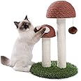 PETEPELA Cat Scratching Post, Mushroom Tall Cat Scratcher Featuring with Natural Sisal Scratching Poles and Interactive Toy B