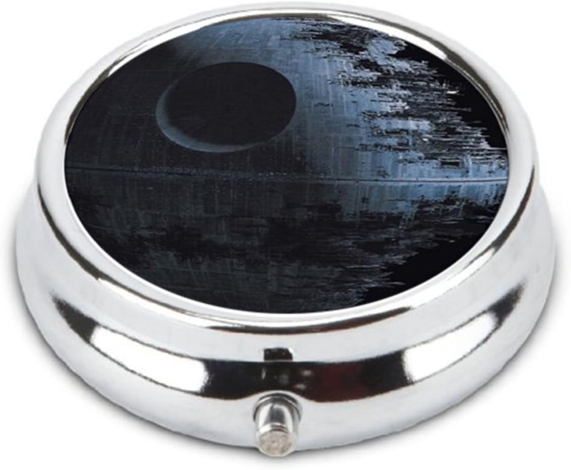 OceanArt Custom Star Wars Death Star Unique Silver Tone Round Pill Box Medicine Tablet Organizer or Coin Purse