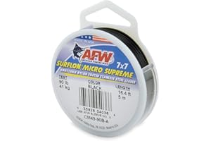 AFW American Fishing Wire Surflon Micro Supreme Nylon Coated 7x7 Stainless Steel Leader Wire - Knottable Wire Leaders for Fishing Saltwater, Fly Fishing, 13lb Test - 90lb Test, Bright, Black & Camo Colors