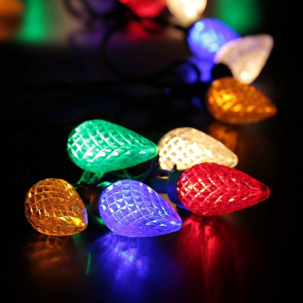 Brizled Faceted C9 LED Christmas Lights, 25 LED 16ft Fairy Decorative