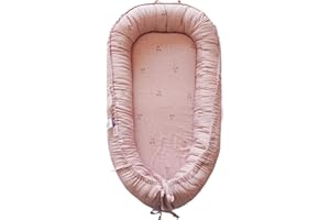 CooCooBaby Infant Lounger, Baby Nest Cover for Baby Girls & Boys, Newborn Essentials for Baby 0-12 Months, 100% Cotton Breathable (Cherry_Muslin)