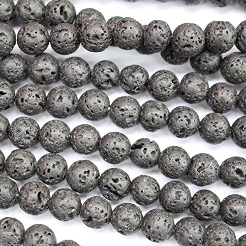 Natural Genuine Real Black Lava Gemstone Jewelry Making Loose Beads (8mm)