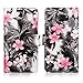 Galaxy S6 Active Case - Cellularvilla Pu Leather Wallet Flip Open Pocket ID Card Holder Slots Case Pouch Cover Fold Stand with Wrist Strap for Samsung Galaxy S6 Active SM-G890 (Black+Pink_Flower)