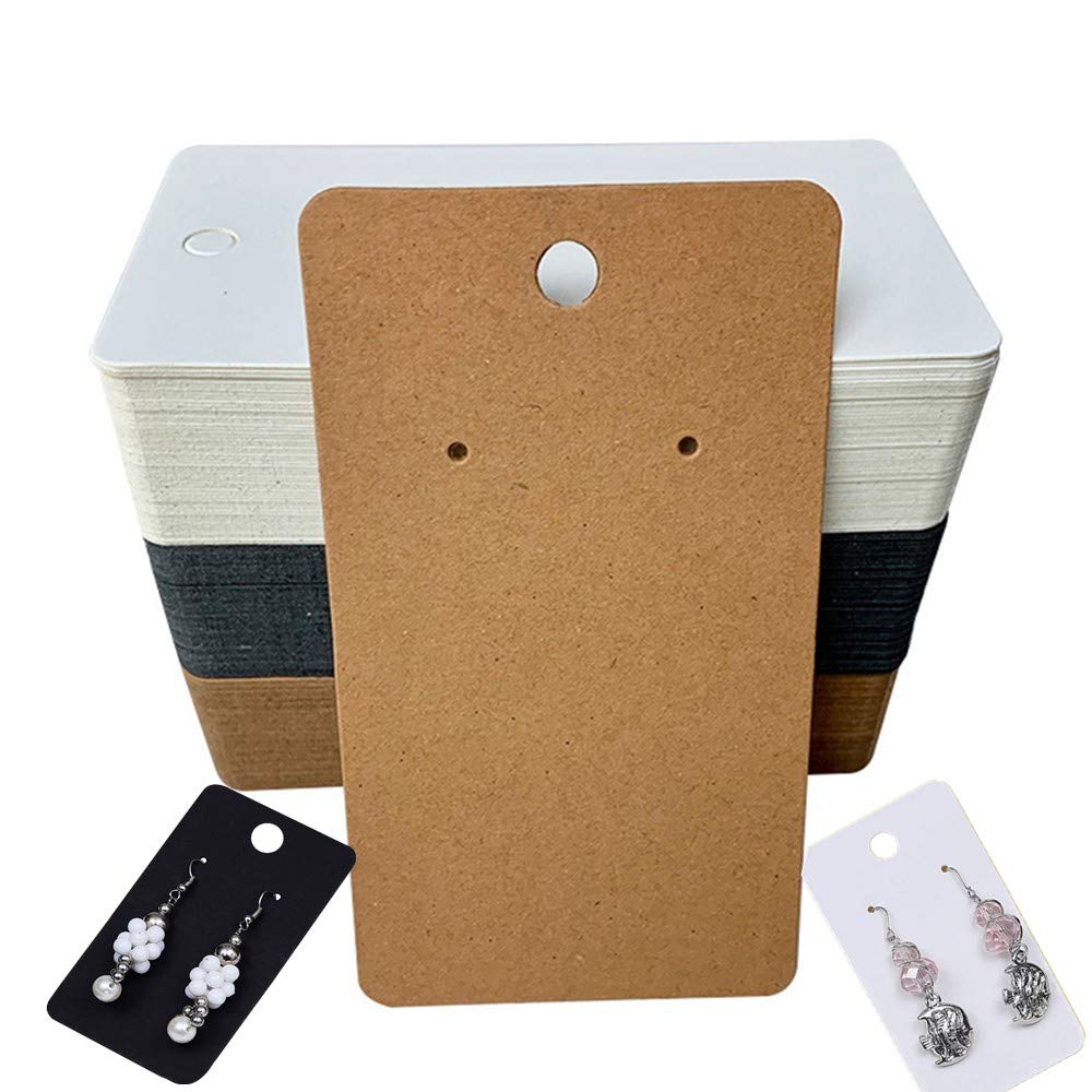 150 Pack Earring Display Cards Kraft Paper Blank Jewelry Display Cards for DIY Ear Studs and Earrings, 3.5inch/8.9cm x 1.96inch/5cm