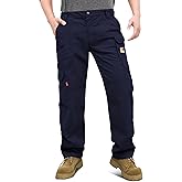 KONRECO FR Pants for Men Cargo Pockets Flame Resistant 7.5oz 100% Cotton Elastic Waist Work Pants