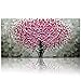 Desihum-3D Art Pink Flowers Oil Paintings On Canvas Long Square Modern Wall Art Home Decor Artwork for Living Room Dinning Room Office Abstract Picture.(20