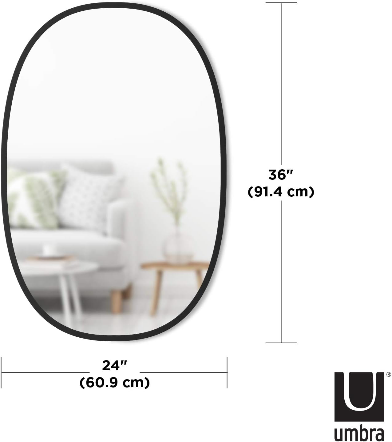 Umbra Hub Oval Wall Mirror, 24 x 36-Inch, Black: Home & Kitchen