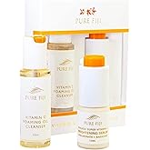 Pure Fiji Vitamin C Brightening Duo Kit - Foaming Oil and Brightening Vitamin C Face Serum - Anti Aging Anti-Wrinkle Facial Serum Gentle Foaming Oil, Antioxidant Serum, for All Skin Types