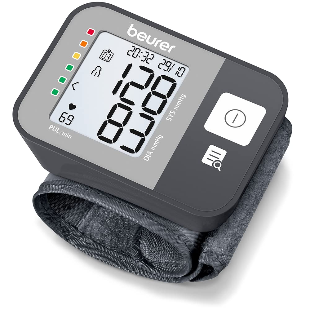 Beurer BC 27 Wrist Blood Pressure Monitor with Arrhythmia Detection, Colour Risk Indicator, for Wrist Circumferences of 14-19.5 cm, Medical Device, Data Transfer to Apple Health and co.