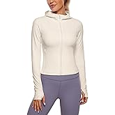 CRZ YOGA Womens Butterluxe Full Zip Workout Hoodie Jackets Slim Fit Hooded Athletic Yoga Lightweight Jacket with Thumb Holes