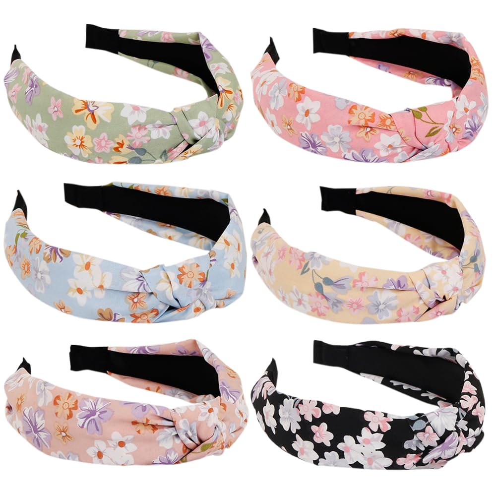 MIQIQAO Headbands for Women Alice Bands Mixed Printed Fabric Hair Band Adult Women Hair Bands Fashion Headbands Knot Hair Accessories (6lanhua)