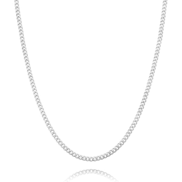 Amazon.com: Sterling Silver Necklace 7mm Solid Curb Chain  display picture 1
