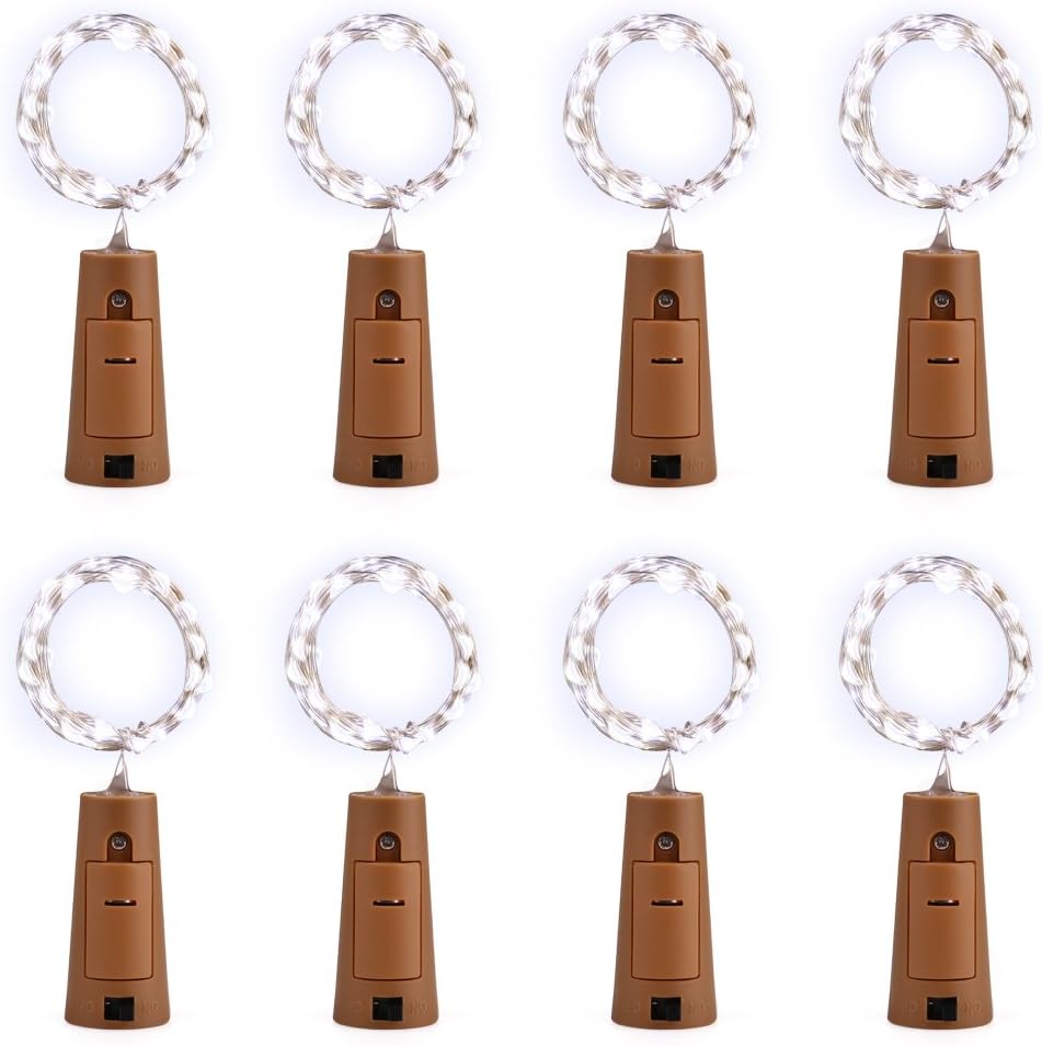 Qedertek Starry String Lights, 20 LED 8 Modes Starlit Lights Bottle, Battery Operated Copper Wire Fairy Lights for Home, Garden, Valentines, Party, Wedding(Cool White)