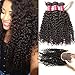 ALI JULIA 10A Malaysian Virgin Curly Hair 3 Bundles with Free Part 4x4 Lace Closure Unprocessed Human Hair Extensions Natural Color (10 12 14+10inch closure)