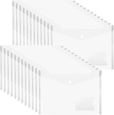 MerryNine Plastic Envelopes Wallets 24 Pack A4 Clear Document Folders