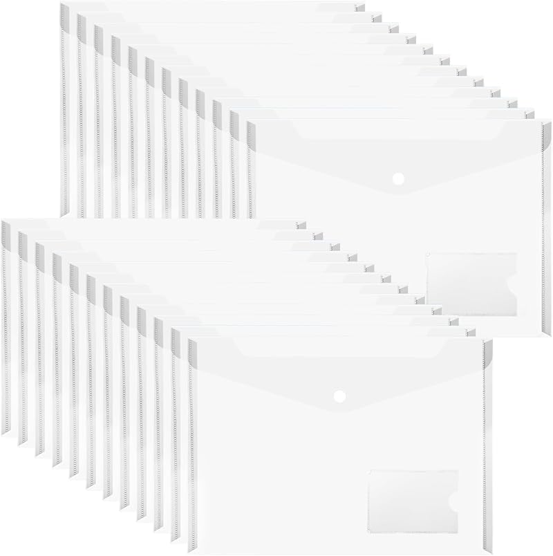 MerryNine Plastic Envelopes Wallets 24 Pack A4 Clear Document Folders