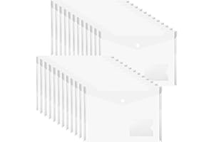 MerryNine File Folders, 24 Pack A4 Letter Size Clear Plastic Envelopes with Label Pocket and Snap Button, Transparent Waterpr