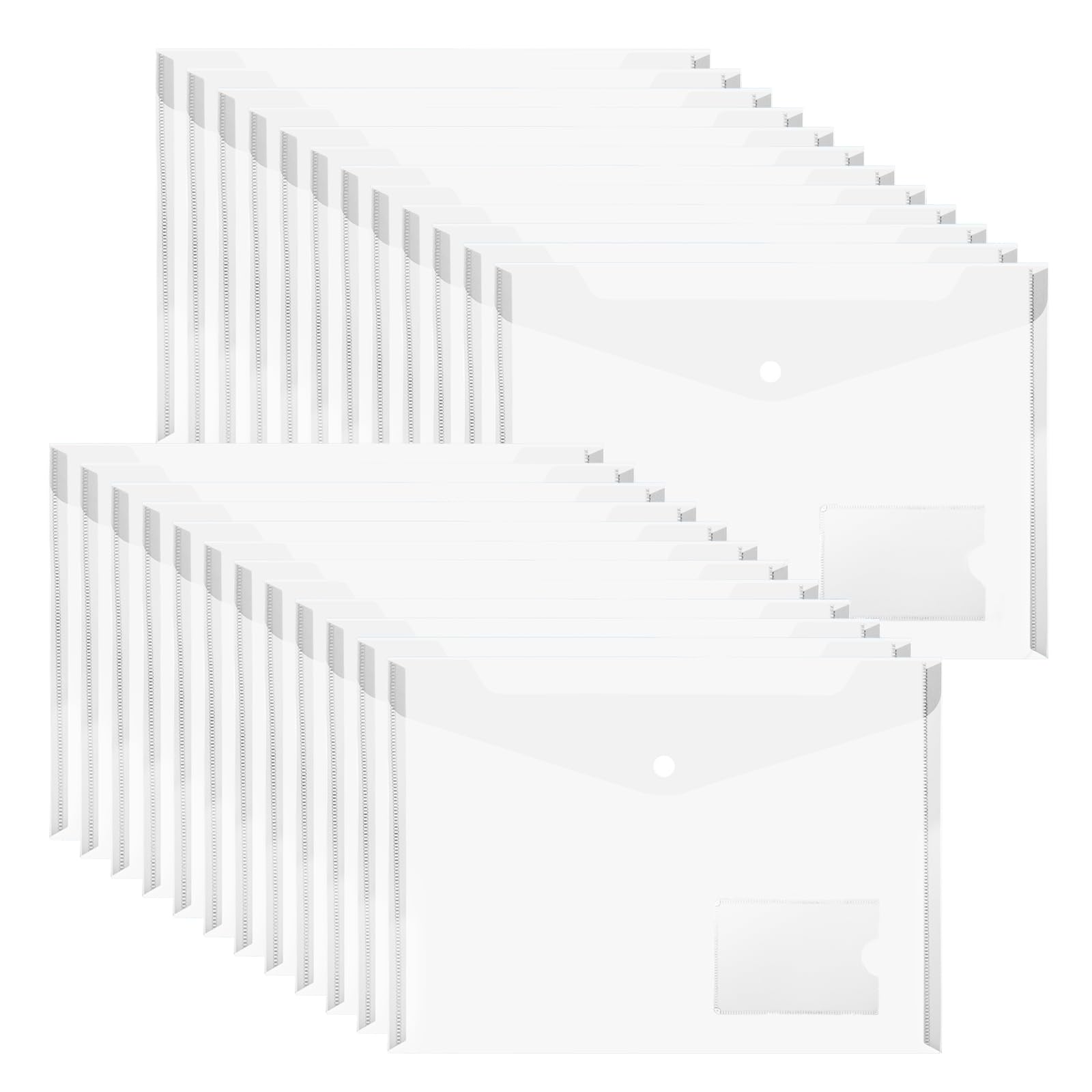 Plastic Envelopes Wallets, MerryNine 24 Pack A5 Clear Document Folder with Label Pocket, for School Home Work Office Organization