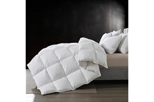 BedTreat Luxurious Goose Feathers Down Comforter Queen Size All Seasons Duvet Insert, 750 Fill Power Fluffy Medium Warmth, Ultra Soft 100% Organic Cotton Cover (90 X 90 Inch)