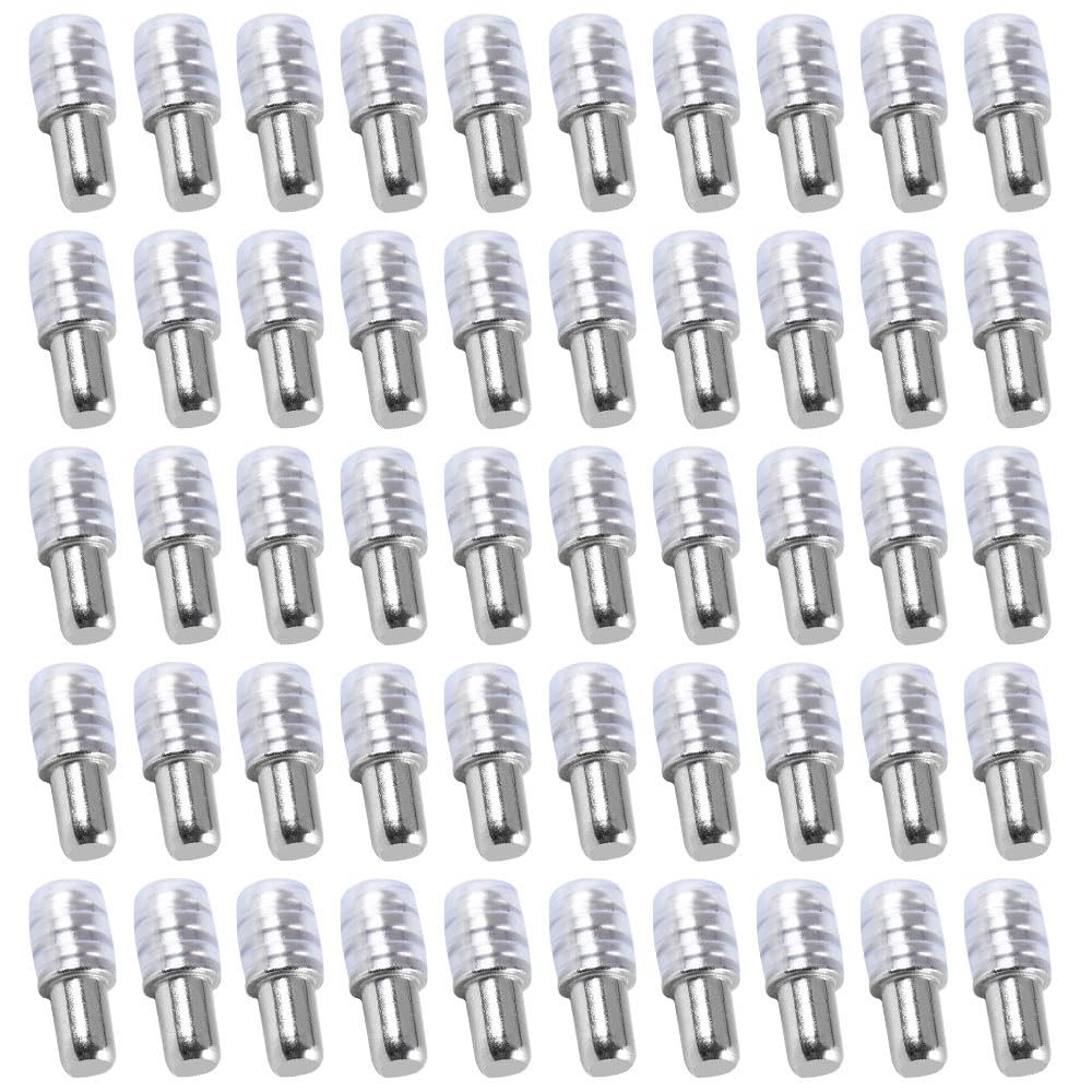 60 Pcs Shelf Support Pegs Glass Shelf Supports Metal Shelf Pegs Cupboard Shelf Pegs with Rubber Sleeve for Wardrobe Kitchen Cabinets Closets Bookcases