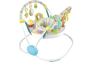 CAM2 Baby Bouncer Baby Jumpers Infant Activity Center with Music Lights Sounds, 360° Rotating Seat,Surrounded by 12 Different Types of Toys,Activity Center for 4 Month+,White