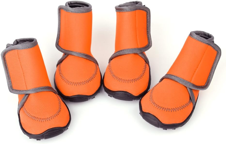 royalwise Waterproof Dog Shoes Out Door Dog Booties Hiking Pet Boots Ruber Sole Paw Protector for Snow Large Dogs (L, Orange)