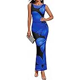 BTFBM Women Floral Cocktail Wedding Guest Dress Summer Spring 2026 Twist Strap Bodycon Mesh Beach Vacation Maxi Dresses