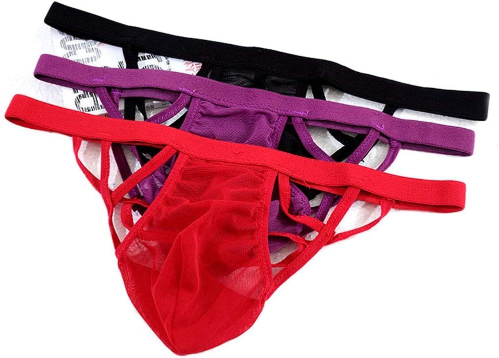 Mens Mesh Thongs Lingerie Breathable Briefs Sexy Underwear See-Through Hot Underpants Gift for Boyfriend