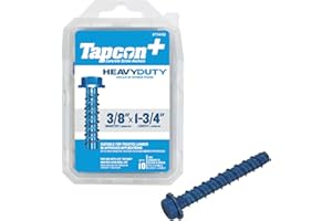 Tapcon+ 3/8 x 1-3/4 Inch Heavy-Duty Hex Head Concrete Anchors, 10 PCS, Corrosion Resistant Blue Climaseal™ Coating, Outdoor Rated Use, Concrete Block & Masonry Brick Screws, Drill Bit Sold Separately