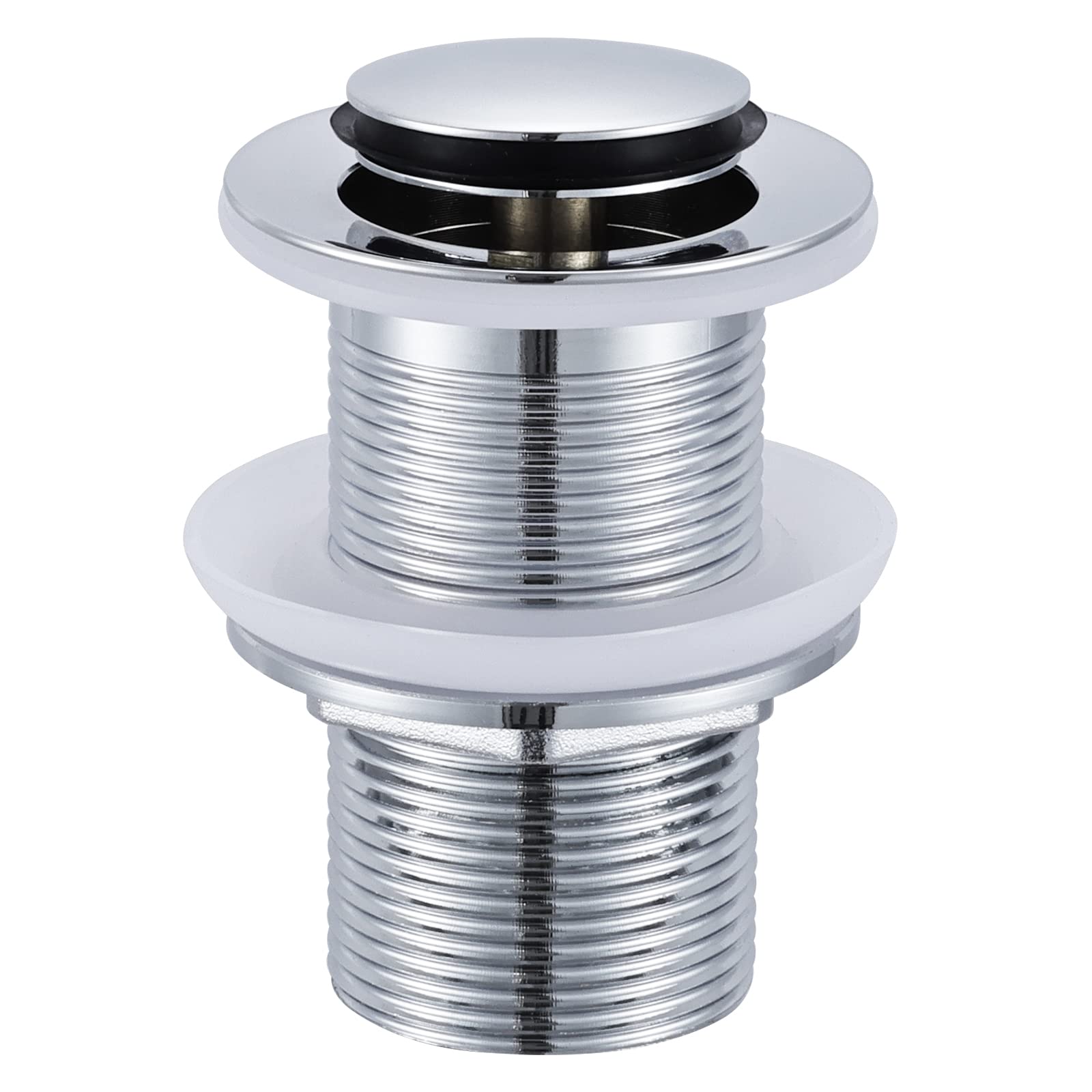 Peppermint Unslotted Basin Sink Pop Up Click Clack Waste Plug Without Overflow for Bathroom Sink, Brass Sprung Plug Waste, Chrome