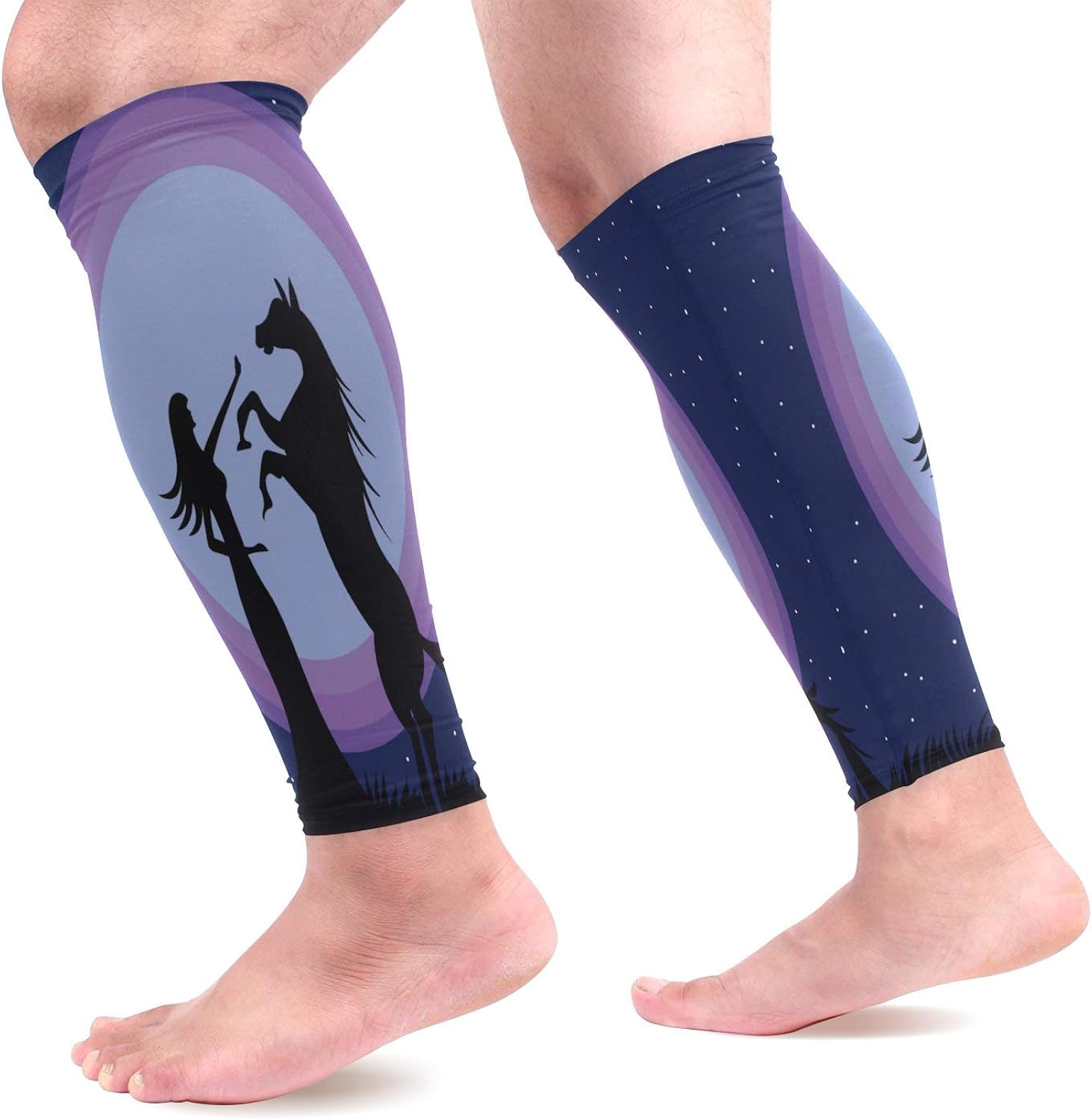 Calf Compression Sleeves Woman and Horse Under Starry Sky Leg