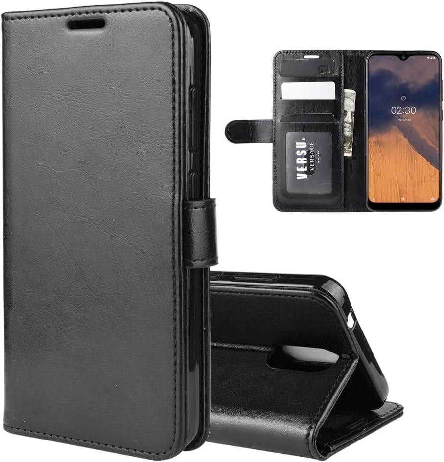 LIYE for Mobile Phone case Ly for Nokia 2.3 R64 Texture Single Horizontal Flip Protective Case with Holder & Card Slots & Wallet& Photo Frame(Black) (Color : Black)