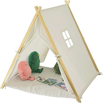 Sobuy Oss02 W Tente Tipi Enfant Pour Garcon Et Fille Teepee Tente De Jeu Pour Enfants Avec Tapis De Sol Et Fenetres Beige Amazon Fr Jeux Et Jouets