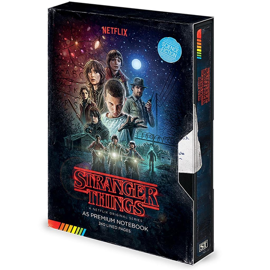 Stranger Things Notebook with Retro VHS Design Cover in Presentation Gift Box, Journal 240 Pages - Official Merchandise