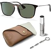 Ray-Ban RB4187 CHRIS Square Shaped Sunglasses for Men & Women with Official RAYBAN Eyewear Kit
