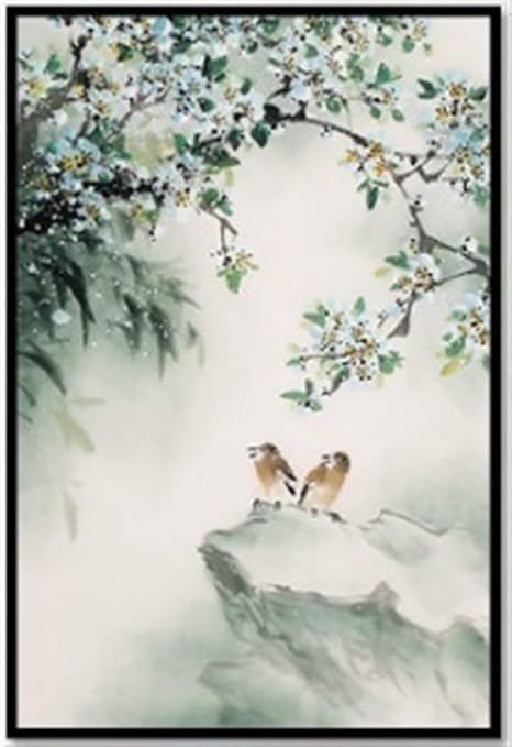 Amazon Co Jp ポスターフレーム ルームアンフレームのための中国の水墨画のフリーハンドの鳥の花の装飾的な絵画のキャンバス絵画装飾 デジタル ポスター パネル はってはがせる 壁に貼る アート 映画 ヌード Color 2 Size Inch 60x80cm No Frame ホーム キッチン