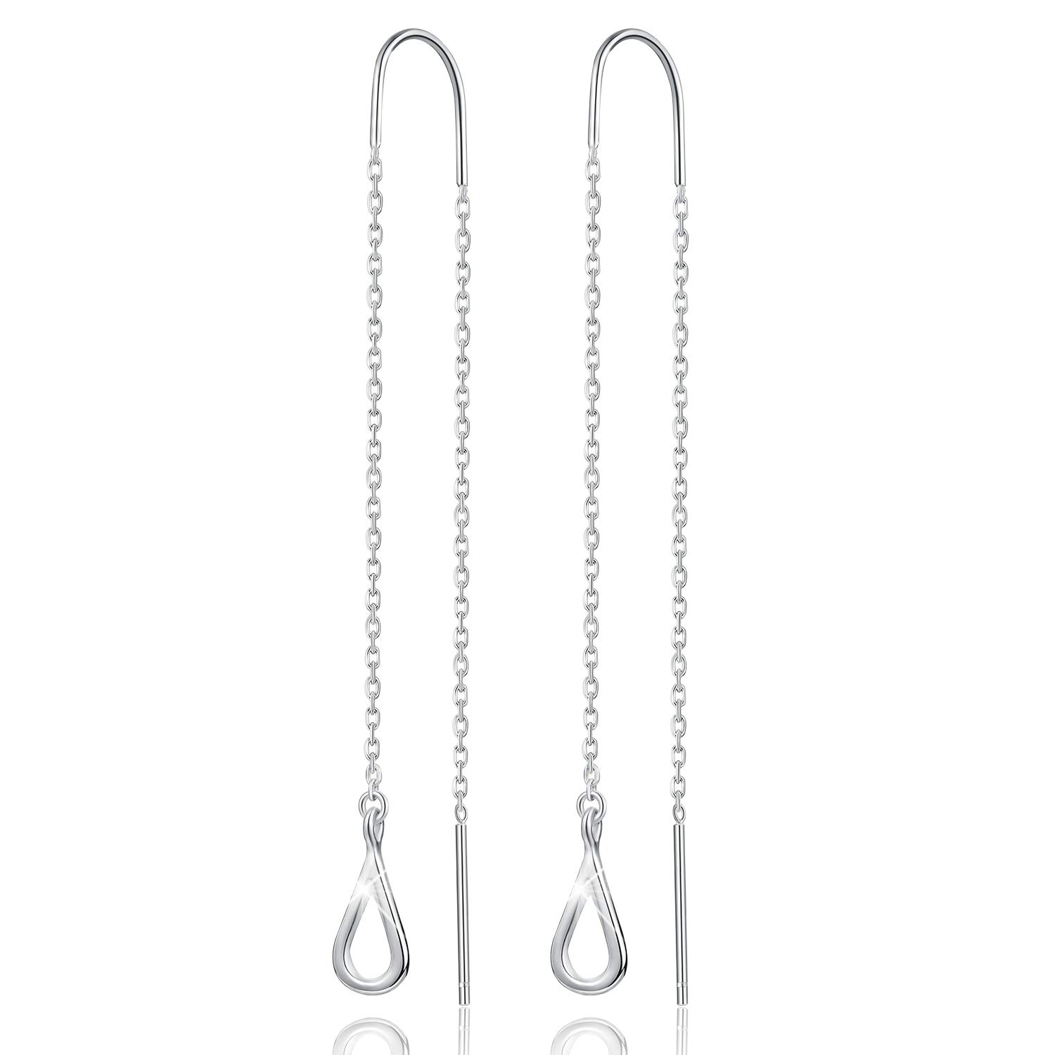 Winglove 18K Gold Plating 925 Sterling Silver CZ Hollow Teardrop Dangle Earrings Cubic Zirconia Circle Earrings Jewelry for Women and Girls.(White Gold-2)