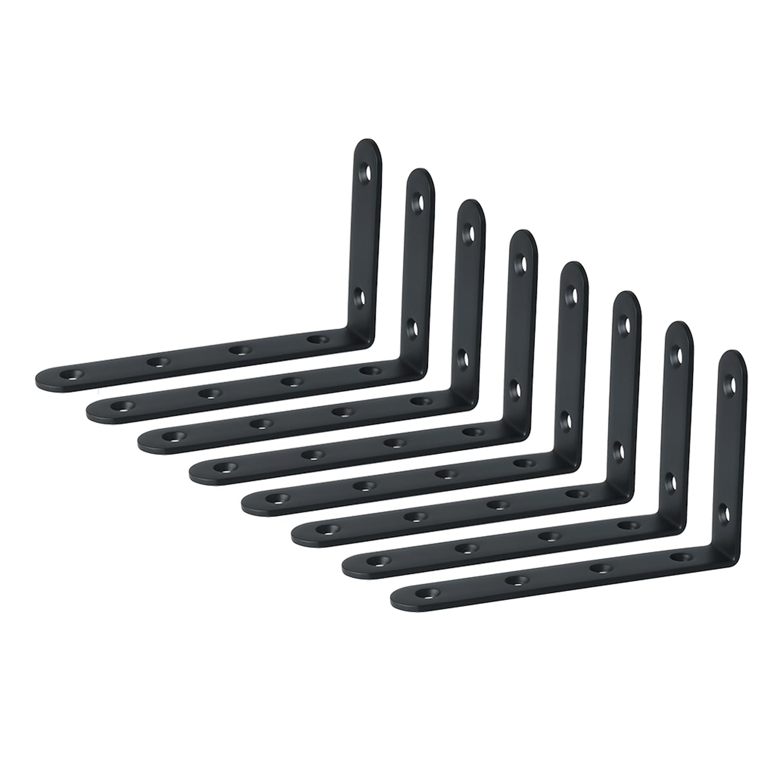 Mooche 8PCS Black Shelf Brackets 125mm, Metal Angle Bracket L Brackets for Shelves, Wall Mounted Shelf Supports Brace Heavy Duty for Living Room Kitchen Office