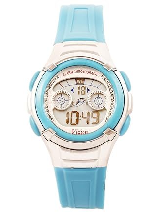 Vizion Digital Multi-color Dial Sports-Alarm-BackLight Watch For Kids-W-8523B-8