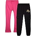 Real Love Girls' Sweatpants - 2 Pack Fleece Cargo & Basic Classic Jogger Sweatpants - Cozy Cargo Jogger Pants for Girls, 7-16