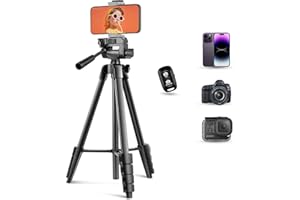 Torjim 64”Phone Tripod, Extendable Cell Phone Tripod with Remote and Holder, Universal Camera Stand for Video/Selfies/Live Streaming, Travel Compatible iOS & Android（Black
